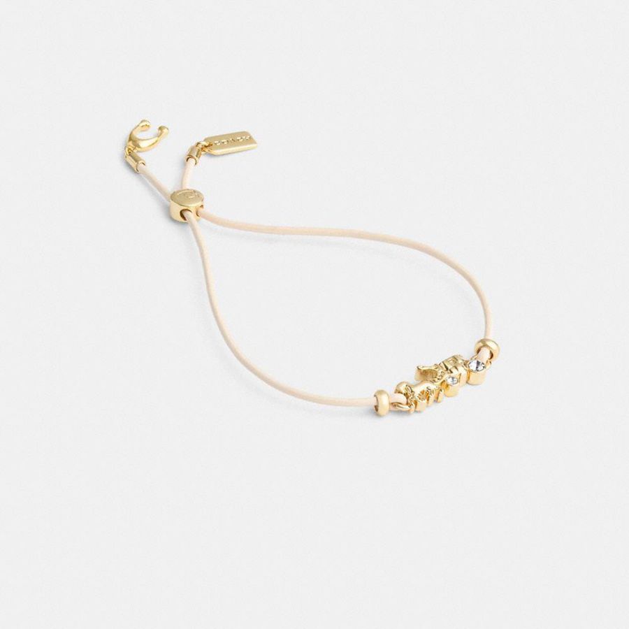Joyeria COACH Horse And Carriage Leather Slider Bracelet Mujer Dorados | VSUR-02198