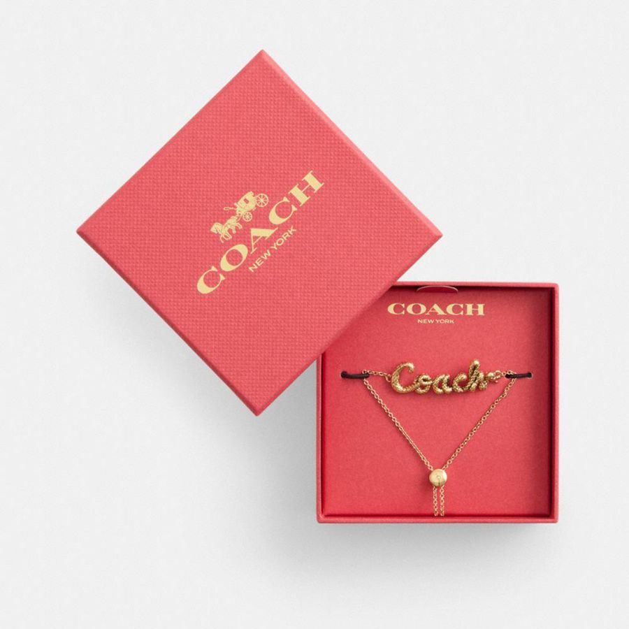 Joyeria COACH New Year Coach Snake Script Slider Bracelet Mujer Dorados | OYQL-03859