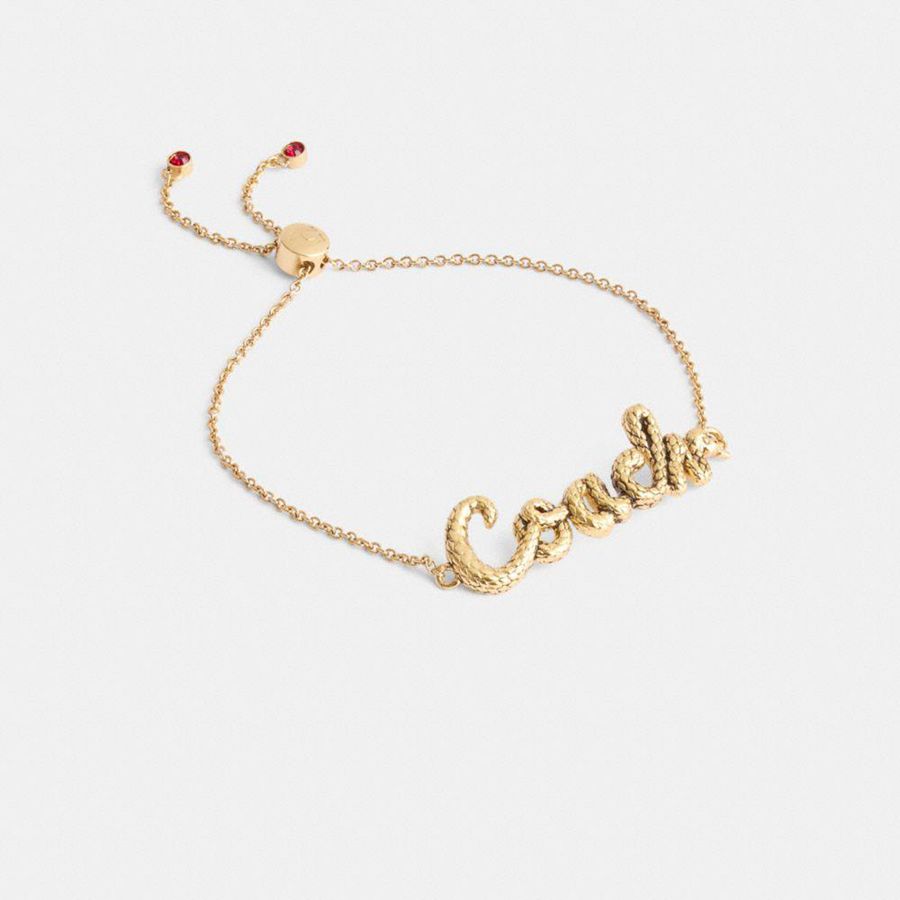 Joyeria COACH New Year Coach Snake Script Slider Bracelet Mujer Dorados | OYQL-03859