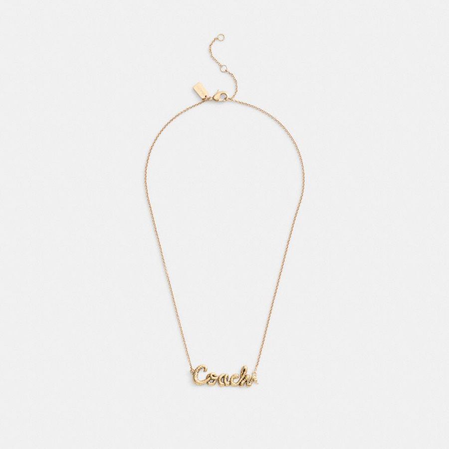 Joyeria COACH New Year Coach Snake Script Necklace Mujer Dorados | VABH-35764