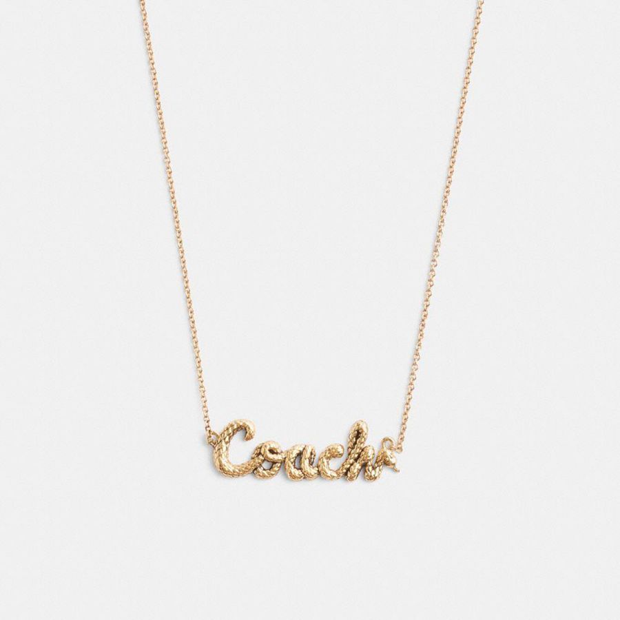 Joyeria COACH New Year Coach Snake Script Necklace Mujer Dorados | VABH-35764