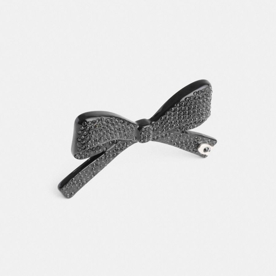 Joyeria COACH Pavé Bow Barrette Mujer Negros | OGBJ-13046