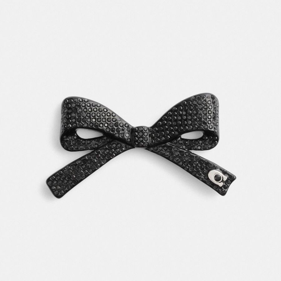 Joyeria COACH Pavé Bow Barrette Mujer Negros | OGBJ-13046