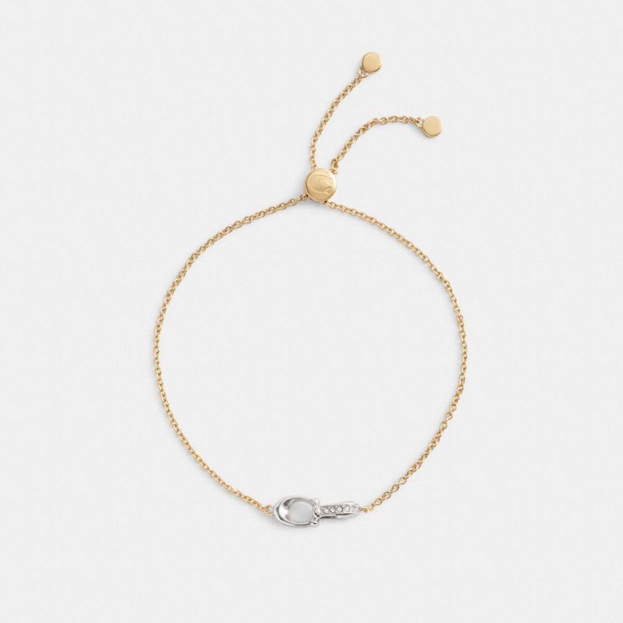 Joyeria COACH Pavé Signature Chain Slider Bracelet Mujer Dorados | CPUI-37168