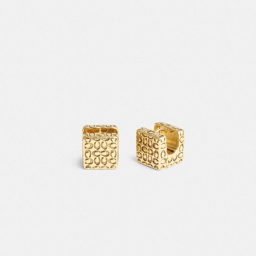 Joyeria COACH Quilted Cube Earrings Mujer Dorados | AZJV-24589