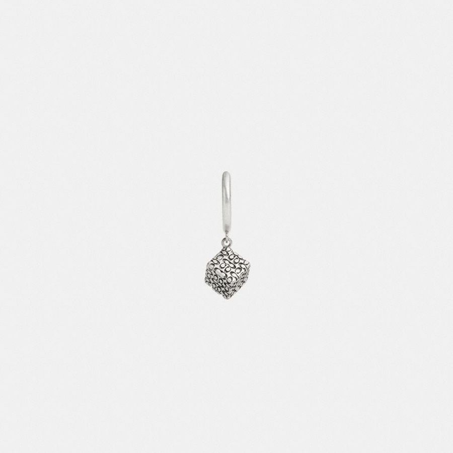 Joyeria COACH Quilted Cube Huggie Earring Mujer Plateados | IKGY-93672