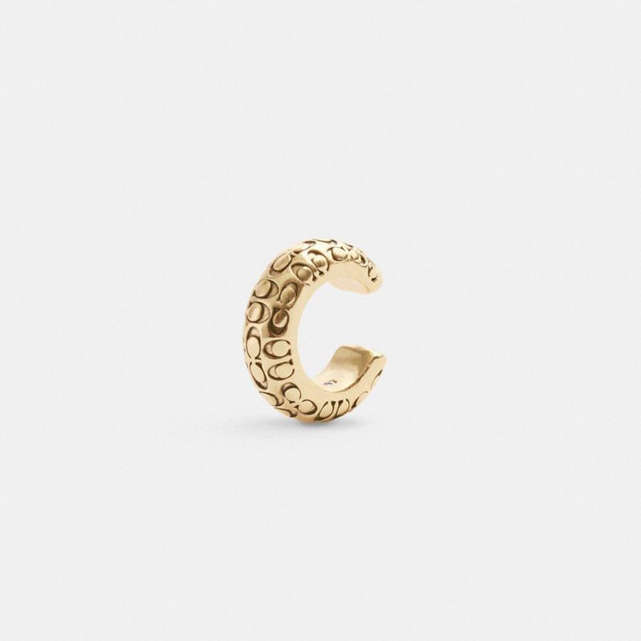 Joyeria COACH Quilted Signature Ear Cuff Mujer Dorados | LYRE-71460