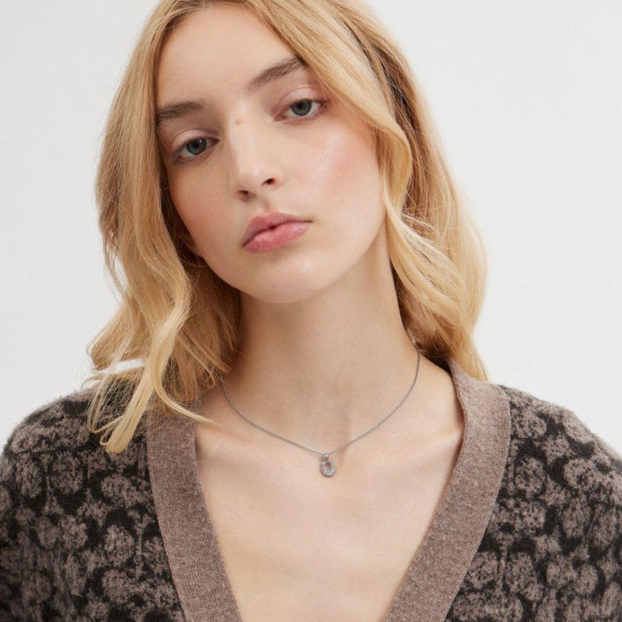 Joyeria COACH Signature Pavé Necklace Mujer Dorados | AFYV-06914