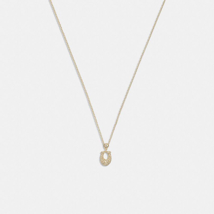 Joyeria COACH Signature Pavé Necklace Mujer Dorados | AFYV-06914