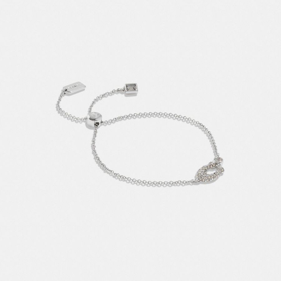 Joyeria COACH Signature Pavé Slider Bracelet Mujer Plateados | EMIG-48016