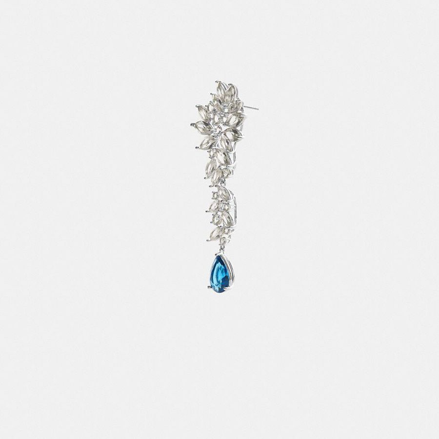 Joyeria COACH Statement Crystal Single Earring Mujer Plateados | ISZM-58431