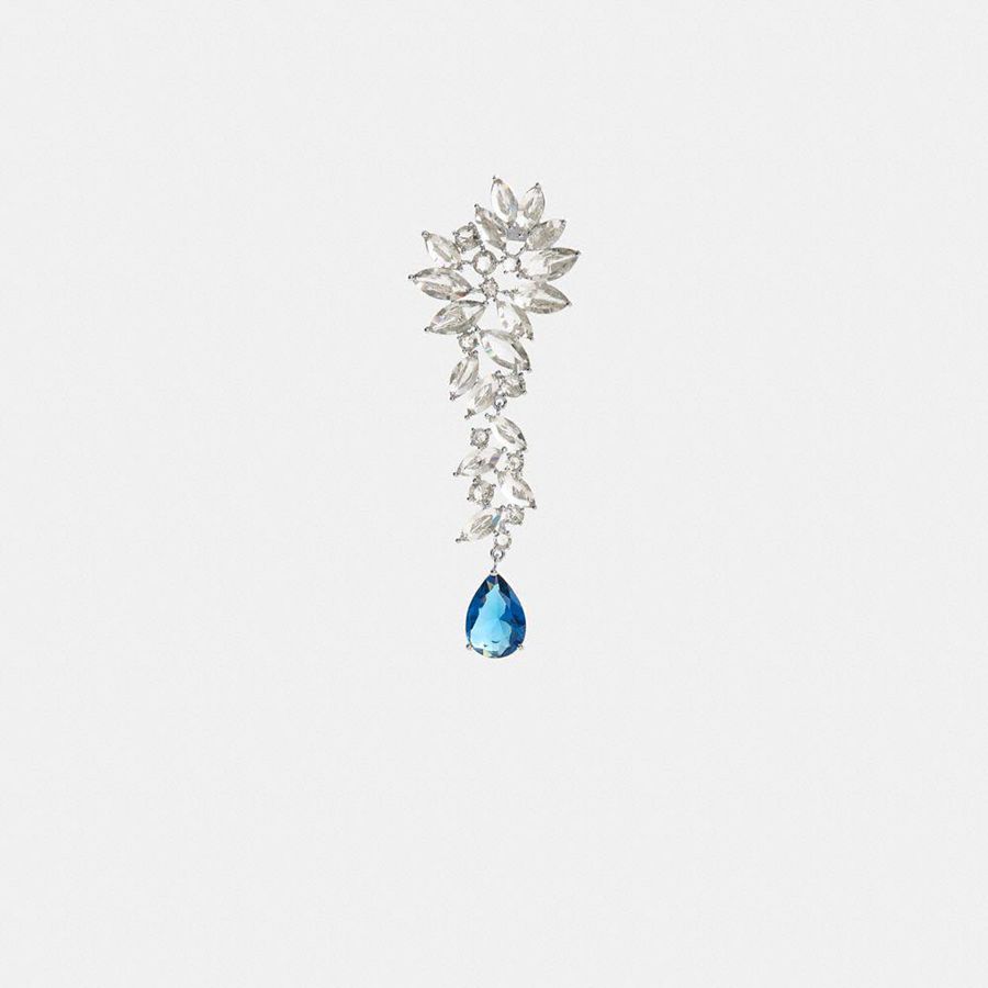 Joyeria COACH Statement Crystal Single Earring Mujer Plateados | ISZM-58431