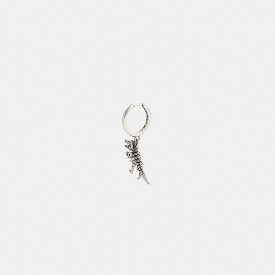 Joyeria COACH Sterling Skeletal Rexy Huggie Earring Hombre Plateados | RESM-92708
