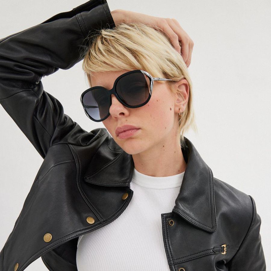 Lentes de Sol COACH Bandit Oversized Square Mujer Negros | UWTV-37906