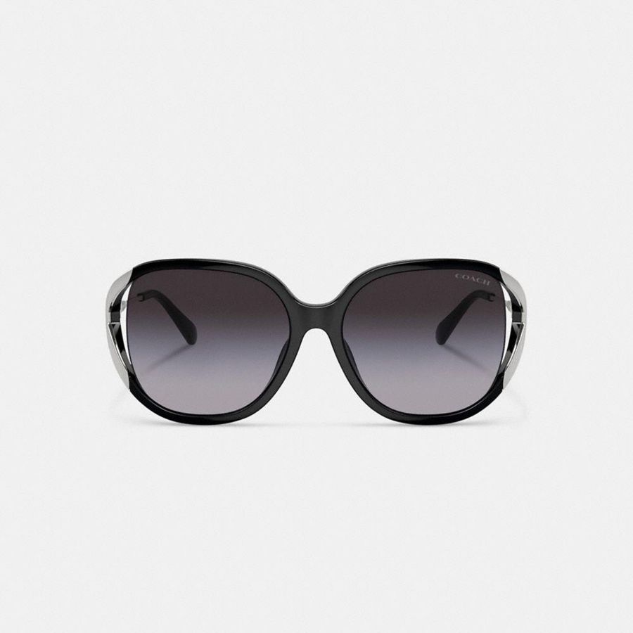 Lentes de Sol COACH Bandit Oversized Square Mujer Negros | UWTV-37906