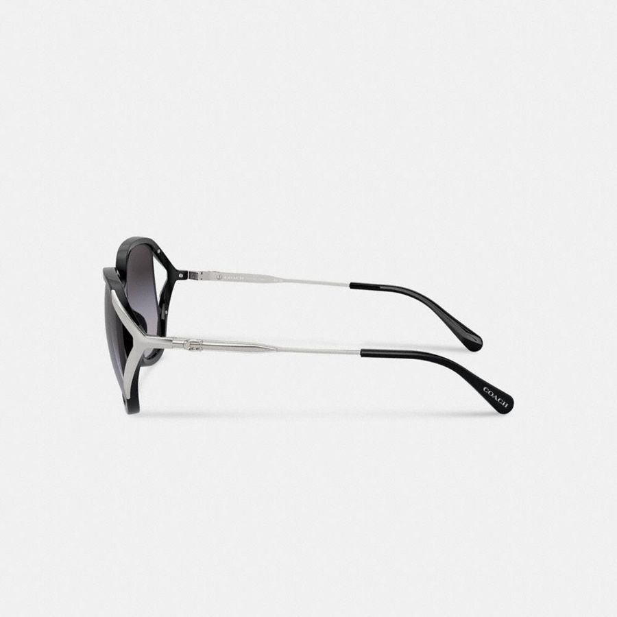 Lentes de Sol COACH Bandit Oversized Square Mujer Negros | UWTV-37906