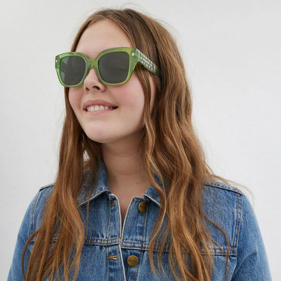 Lentes de Sol COACH Charms Oversized Square Mujer Verdes | IZVY-09218