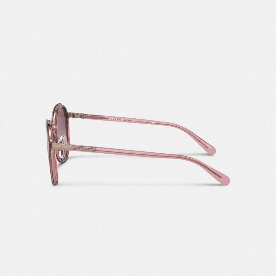 Lentes de Sol COACH Hangtag Geometric Round Mujer Rosas | JHPR-09267
