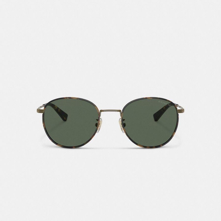 Lentes de Sol COACH Metal Windsor Round Hombre Verdes | QBZP-10643