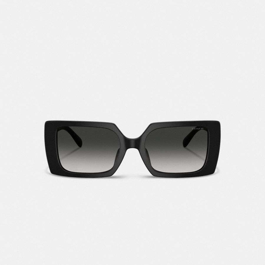 Lentes de Sol COACH Rogue Oversized Square Mujer Negros | FAYX-06952