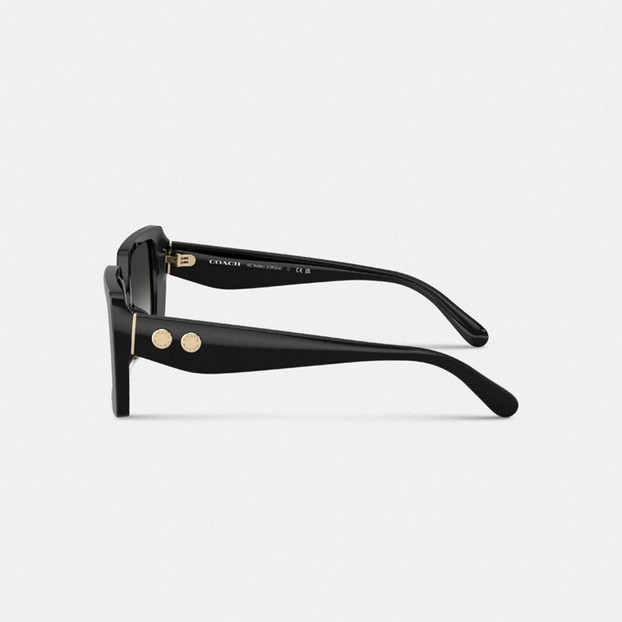 Lentes de Sol COACH Rogue Oversized Square Mujer Negros | FAYX-06952
