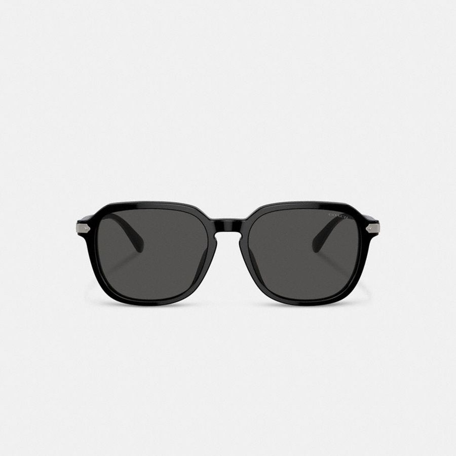 Lentes de Sol COACH Wrap Around Hangtag Keyhole Hombre Negros | OVNG-89514