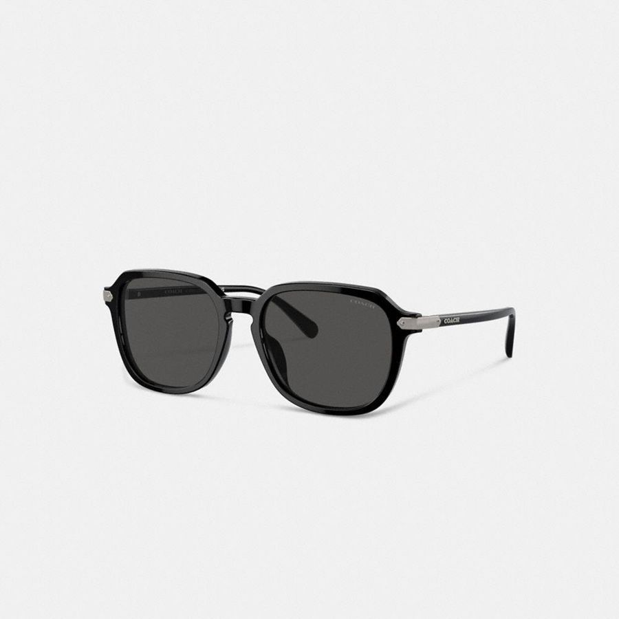 Lentes de Sol COACH Wrap Around Hangtag Keyhole Hombre Negros | OVNG-89514