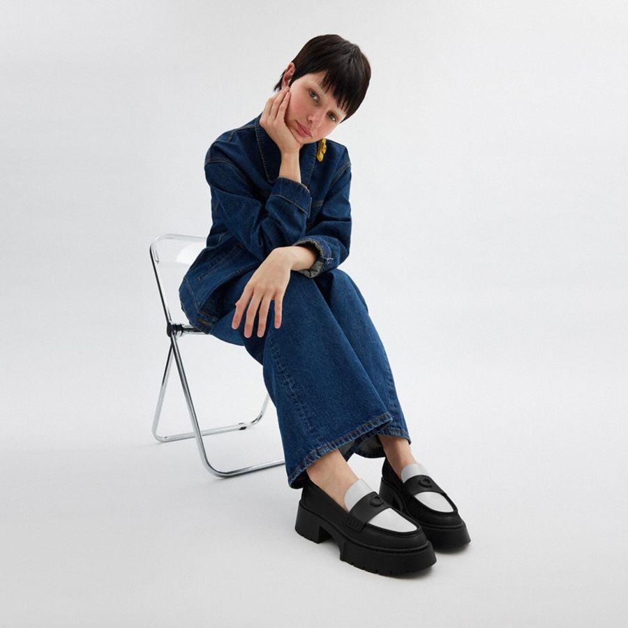 Mocasines COACH Leah Platform Mujer Negros | VSDT-41328