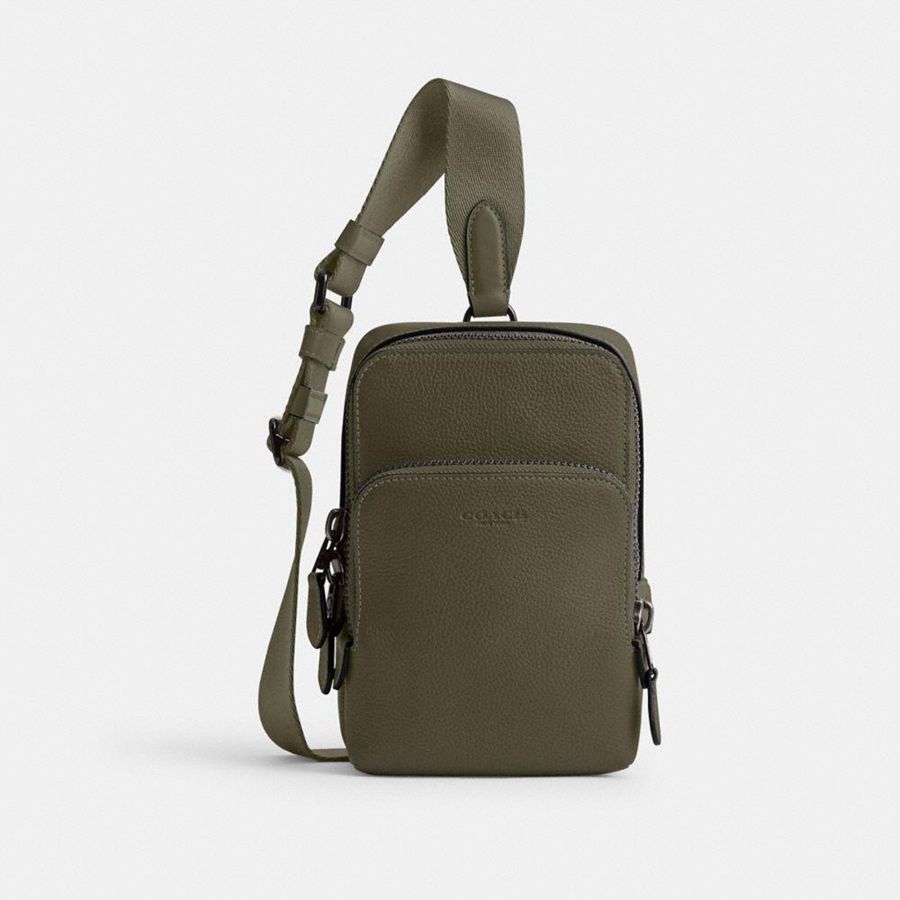 Mochila COACH Gotham Sling Pack 13 Hombre Verdes | WVLJ-97624