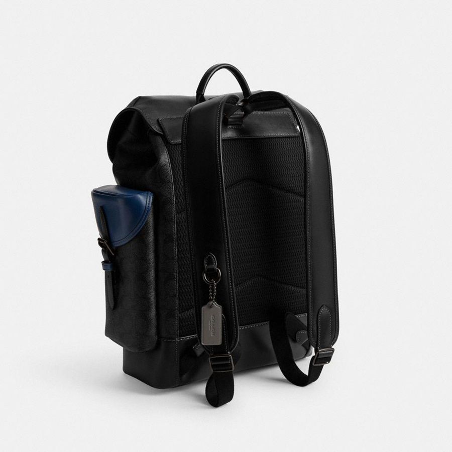 Mochila COACH Hitch In Blocked Signature Canvas Hombre Negros | SAND-52091