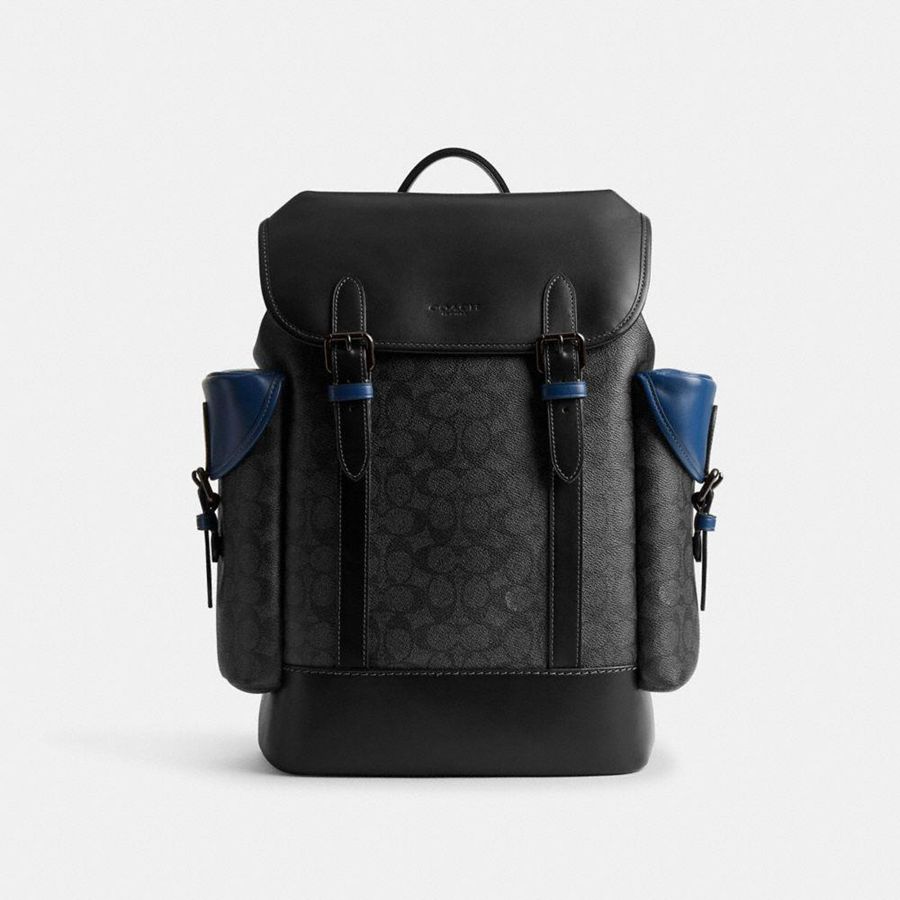 Mochila COACH Hitch In Blocked Signature Canvas Hombre Negros | SAND-52091