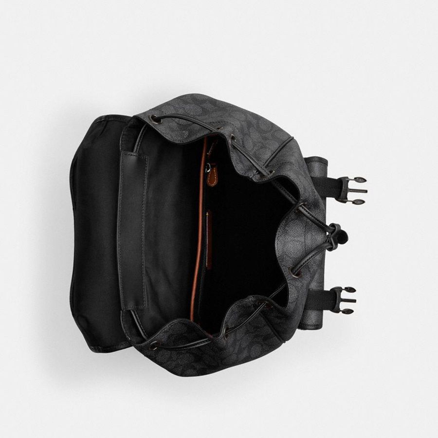 Mochila COACH League Flap In Signature Canvas Mujer Grises | PTIO-42850
