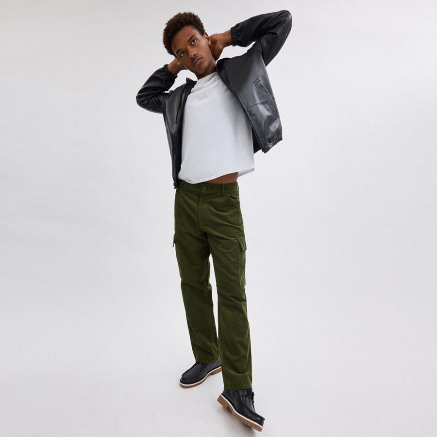 Pantalon COACH Corduroy Cargo Hombre Verde Oliva | EQXH-69241