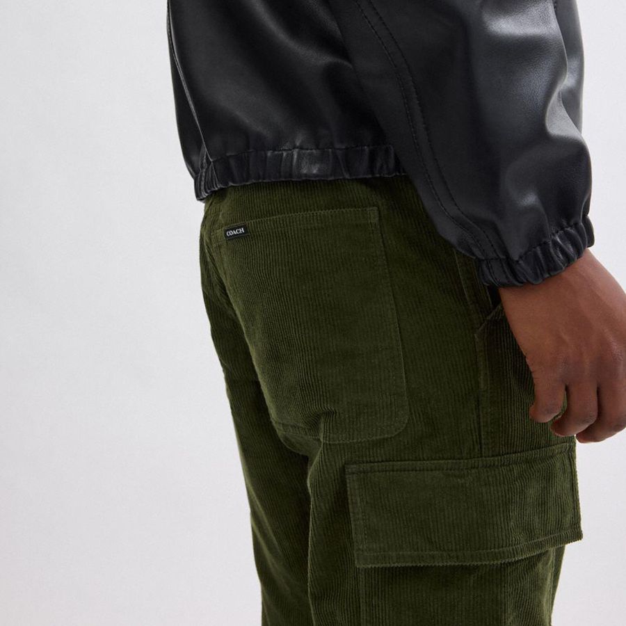Pantalon COACH Corduroy Cargo Hombre Verde Oliva | EQXH-69241