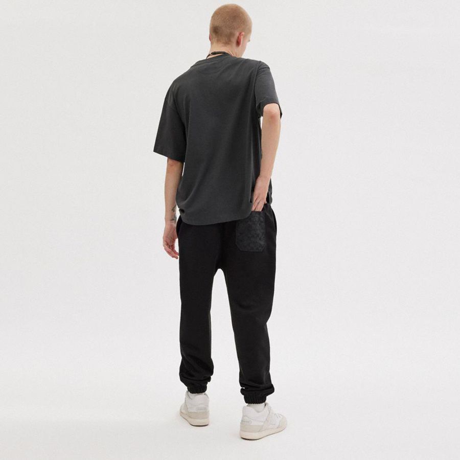 Pantalon COACH Essential Solid Joggers Mujer Negros | OHXS-63592