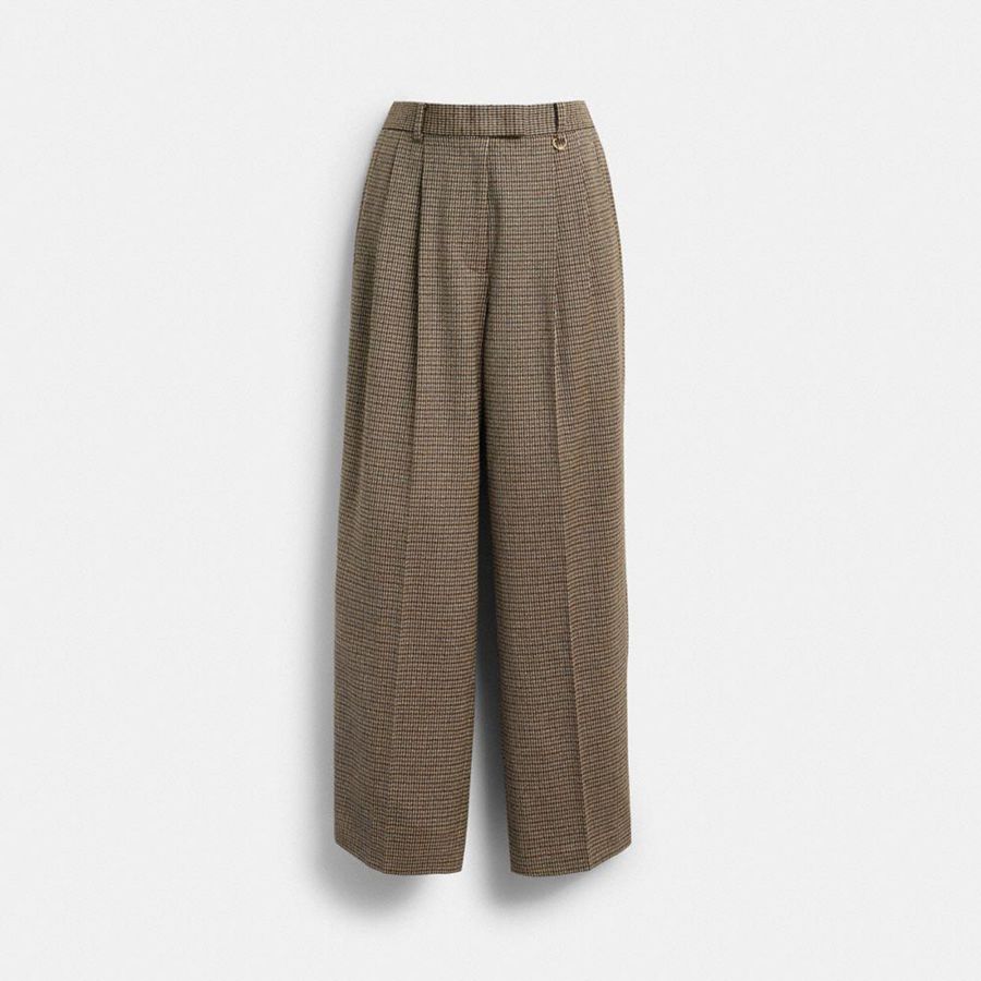 Pantalon COACH Wool Mujer Marrom | HUWP-89351