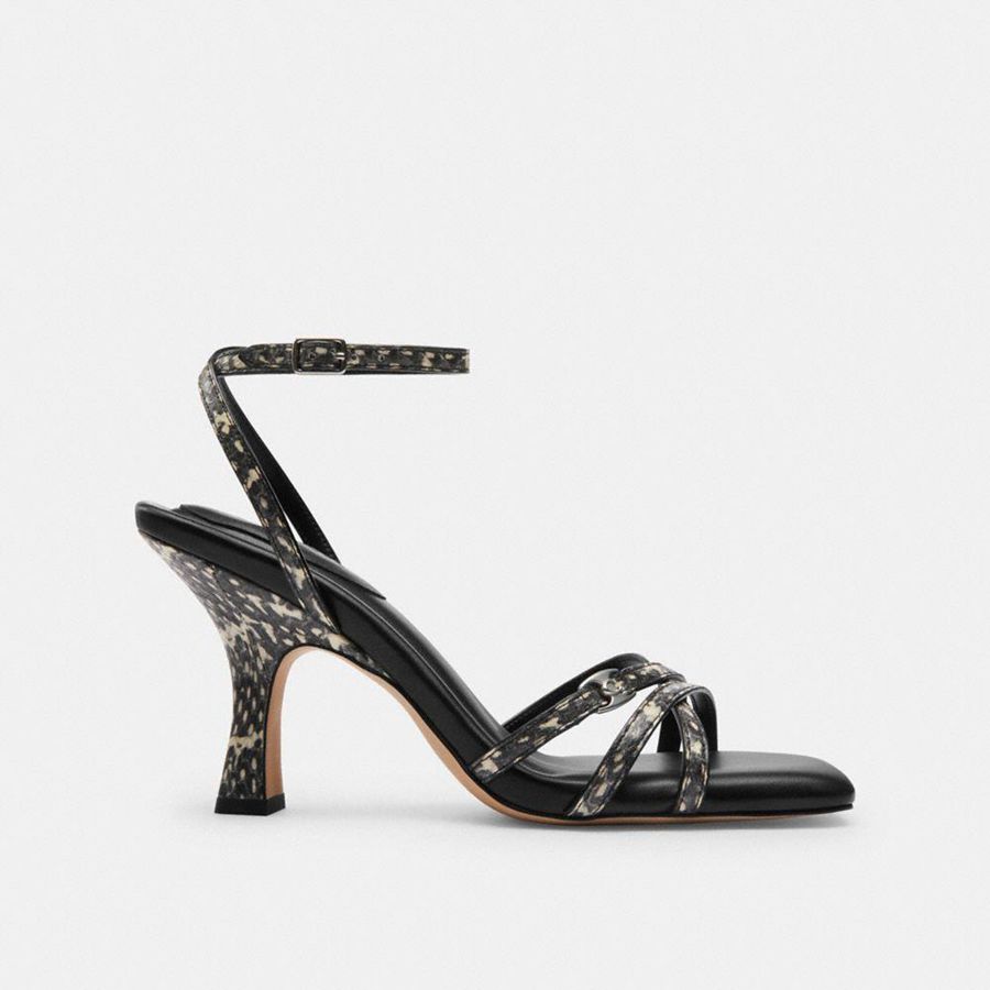Sandalias COACH Kelsey In Snakeskin Mujer Negros | YGTH-62405