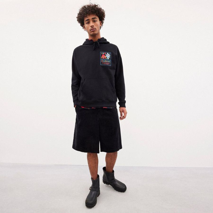 Sudadera con Capucha COACH Hoodie With Coachtopia Graphic Label Mujer Negros | UVEM-93176