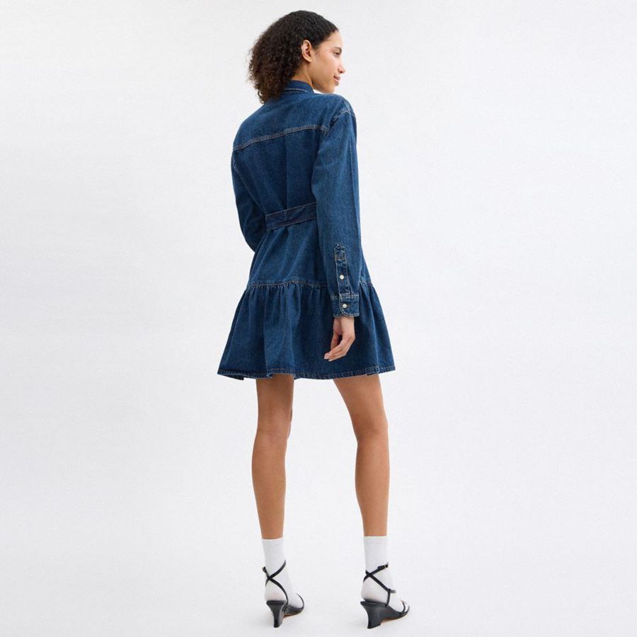 Vestido COACH Denim Shirt Mujer Azules | NUME-45673