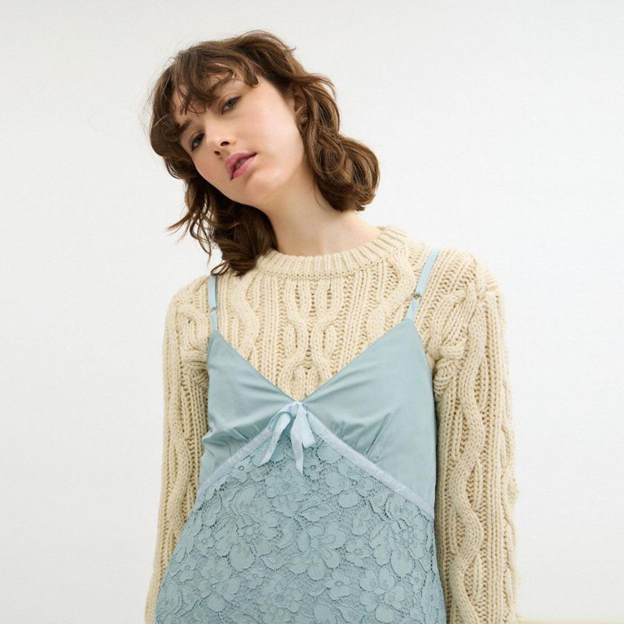 Vestido COACH Lace Mujer Azules | PAVY-64075