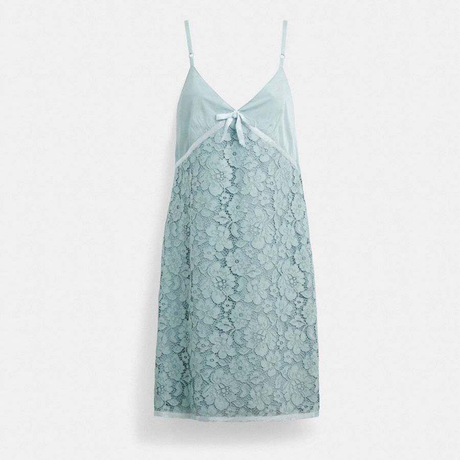 Vestido COACH Lace Mujer Azules | PAVY-64075