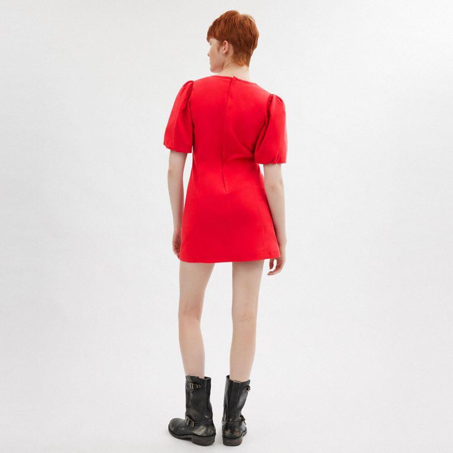 Vestido COACH Puff Sleeve Mujer Rojos | EGWM-60348