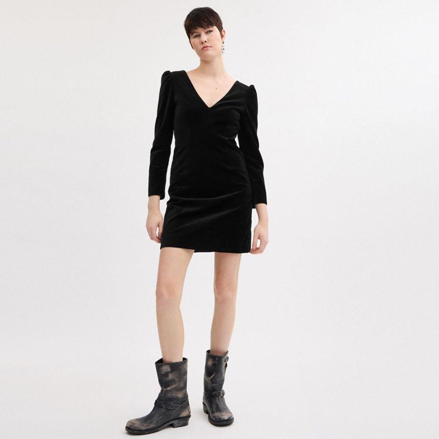 Vestido COACH Velvet Mujer Negros | YCDM-73162