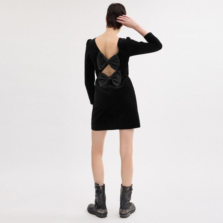 Vestido COACH Velvet Mujer Negros | YCDM-73162