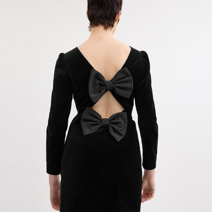Vestido COACH Velvet Mujer Negros | YCDM-73162