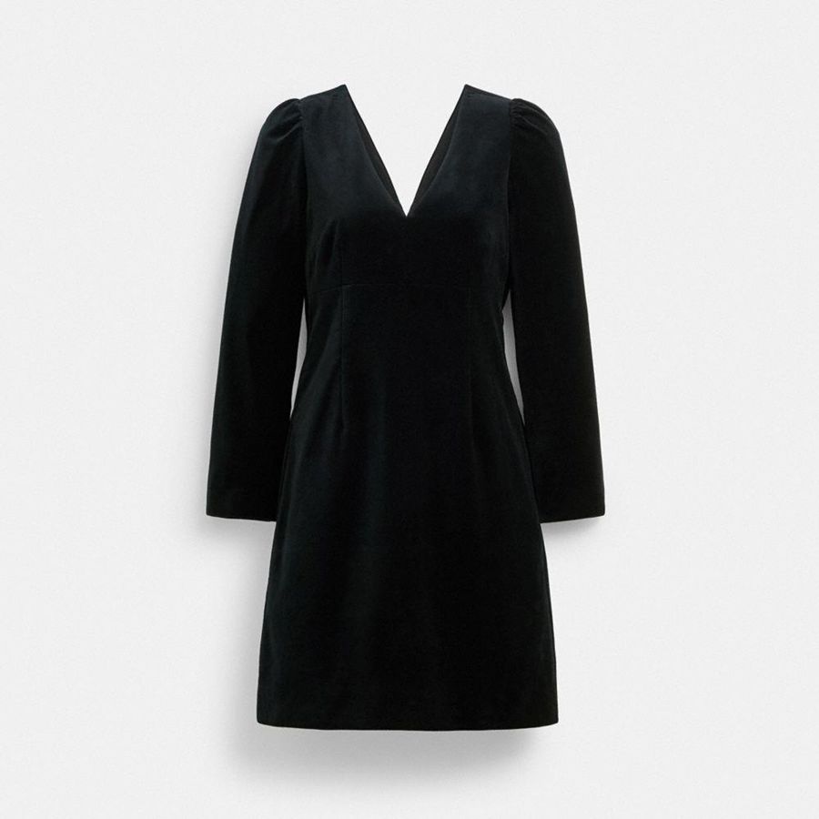 Vestido COACH Velvet Mujer Negros | YCDM-73162